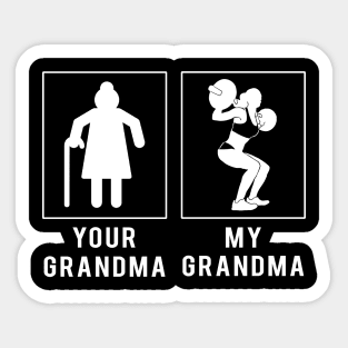 lifting your grandma my grandma tee for your grandson granddaughter Sticker